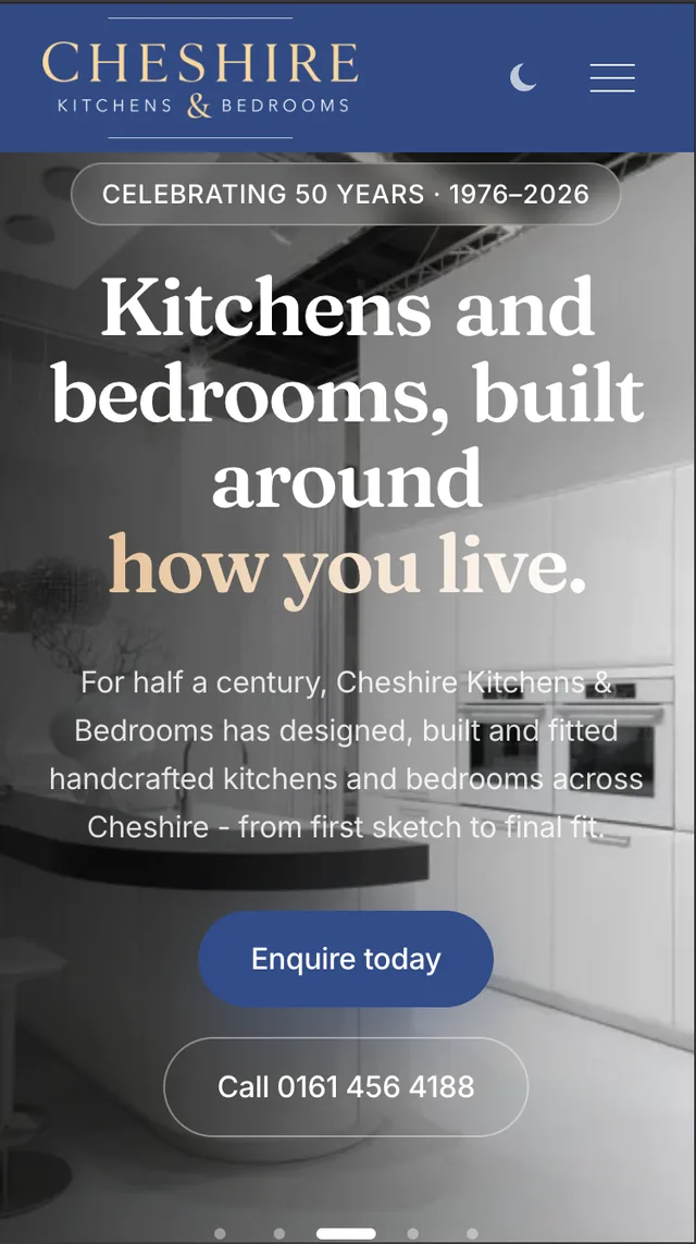 Cheshire Kitchens website homepage screenshot